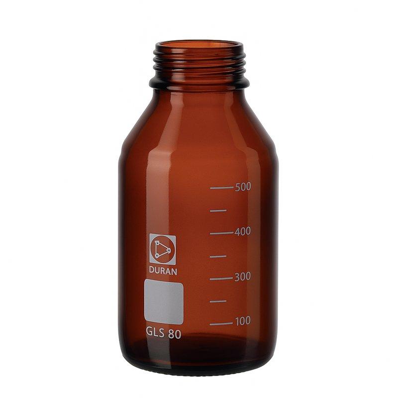 DURAN® GLS 80 Laboratory glass bottle, wide neck, amber, without screw cap and
