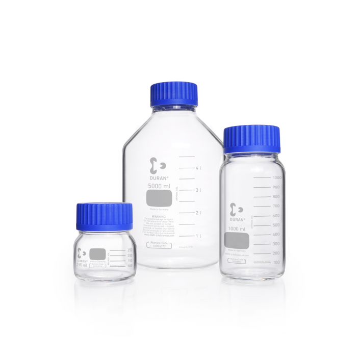 DURAN® GLS 80 Laboratory glass bottle, wide neck, clear glass, without screw ca