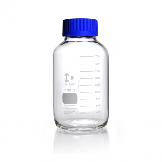 DURAN® GLS 80 Laboratory glass bottle, wide neck, clear, with screw cap and pou