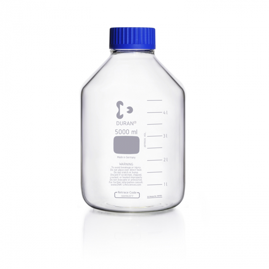 DURAN® GLS 80 Laboratory glass bottle, wide neck, clear, with screw cap and pou