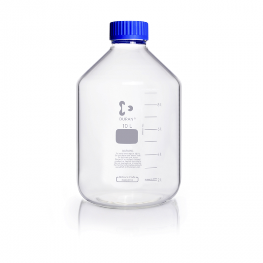 DURAN® GLS 80 Laboratory glass bottle, wide neck, clear, with screw cap and pou