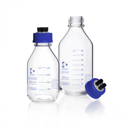 DURAN® HPLC bottle, GL 45, complete with 4 port screw cap PP and seals, pressur