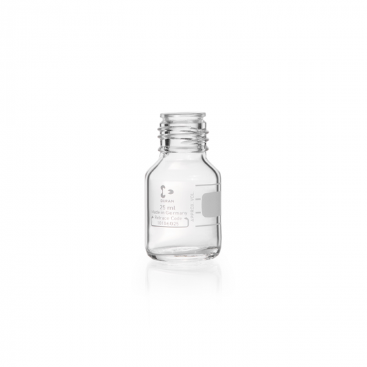 DURAN® Laboratory bottle, clear, graduated, GL 25, without cap and without pour