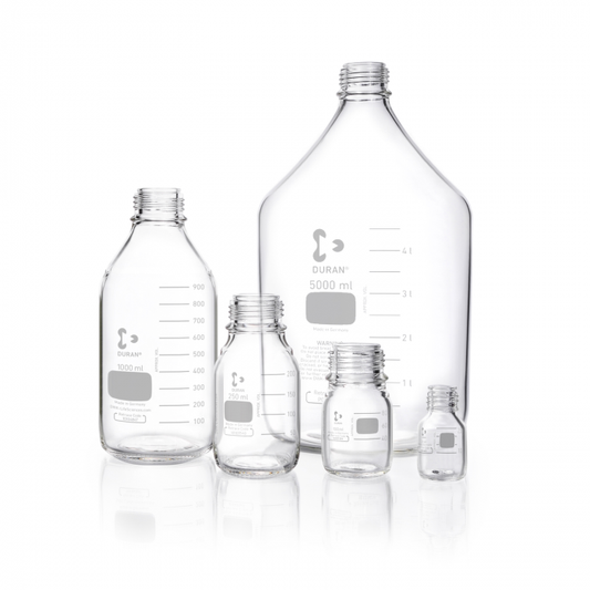 DURAN® Laboratory bottle, clear, graduated, GL 25, without cap and without pour