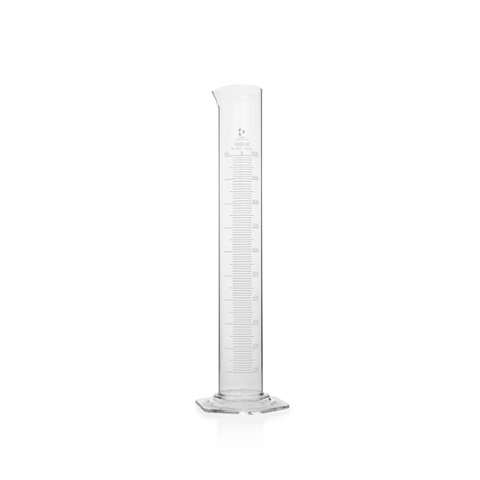 DURAN® Measuring cylinder, hexagonal base, class B, white graduation, 1000 ml