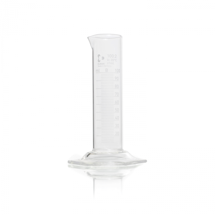 DURAN® Measuring cylinder, low form, with spout, hexagonal base, with graduatio