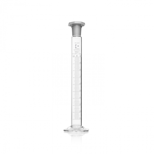 DURAN® Mixing cylinder, hexagonal base, class B, white graduation, NS 24/29, oc