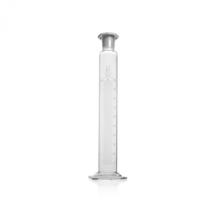 DURAN® Mixing cylinder, hexagonal base, class B, white graduation, NS 45/40, oc