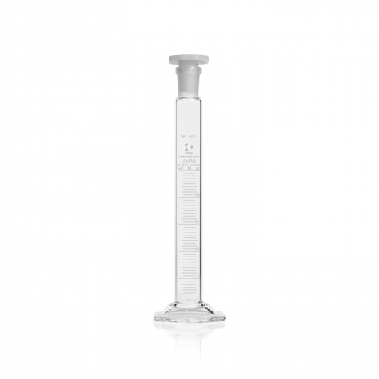 DURAN® Mixing cylinder, hexagonal base, class B, white graduation, NS 14/23, oc