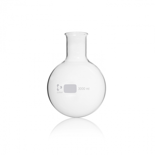 DURAN® Round bottom flask, wide neck, with beaded and reinforced rim, 3000 ml