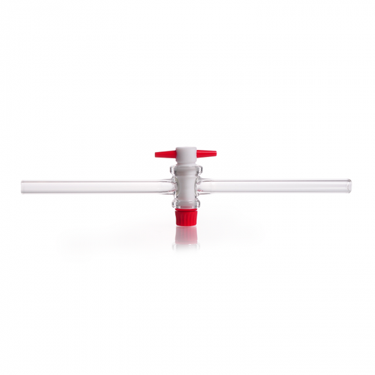 DURAN® Single way stopcocks, complete with PTFE key, bore 4 mm, NS 14.5, "side