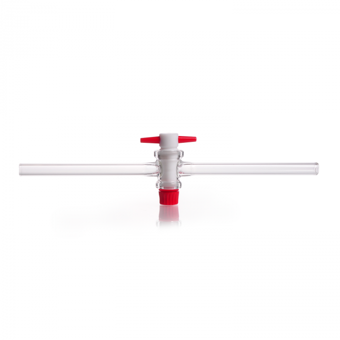 DURAN® Single way stopcocks, complete with PTFE key, bore 4 mm, NS 14.5, "side