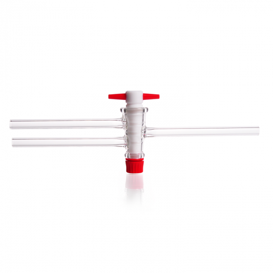 DURAN® Stopcocks, two way, complete with PTFE-keys, bore 4 mm, NS 18.8