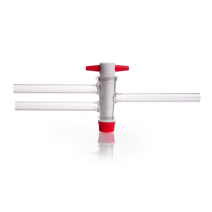 DURAN® Stopcocks, two way, complete with PTFE-keys, bore 6 mm, NS 21.5