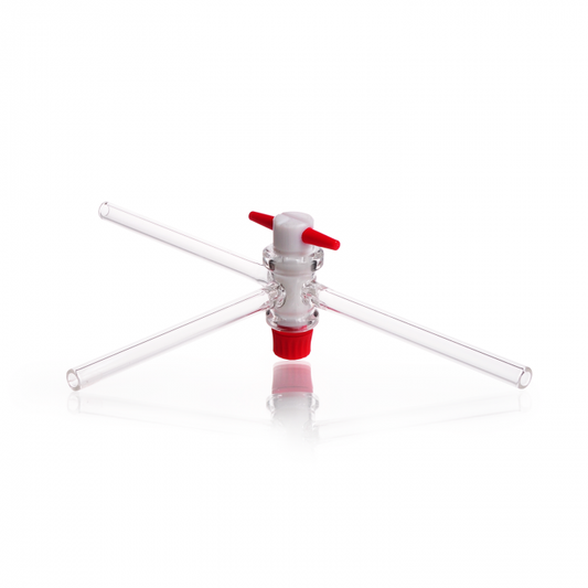 DURAN® Three-way stopcocks, T-bore 2 mm, NS 14.5, complete with PTFE-key and 3