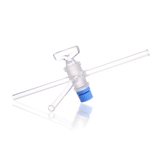 DURAN® Three-way stopcocks, T-bore 2,5 mm, complete with SBW-keys, NS 18.8