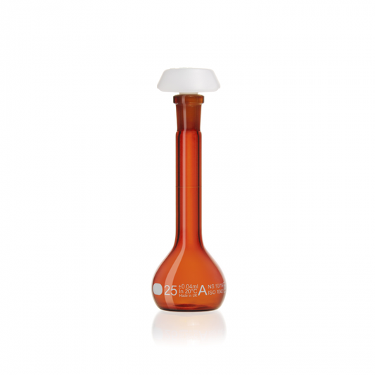 DURAN® Volumetric flask, amber coloured, white graduation, class A, individual