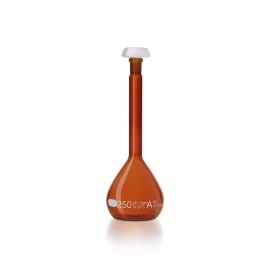DURAN® Volumetric flask, amber coloured, white graduation, class A, individual