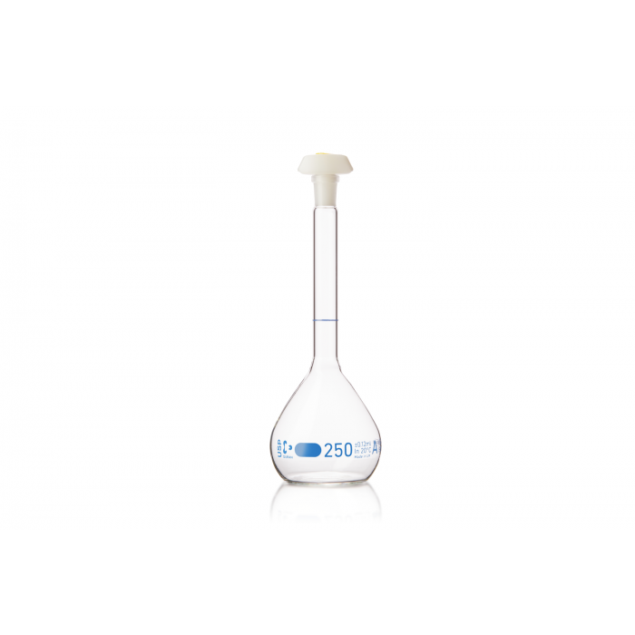 DURAN® Volumetric flask,blue graduation, class A, USP conformity, individual ce