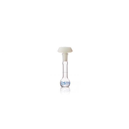 DURAN® Volumetric flask, blue graduation, class AW, batch certificate, with one