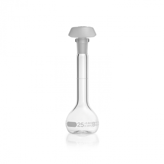 DURAN® Volumetric flask,white graduation, class B, with one graduation mark, po