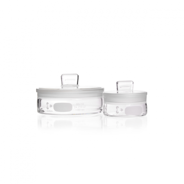 DURAN® Weighing bottle, with grip stopper, flat shape, 28 x 25 mm, 5 ml