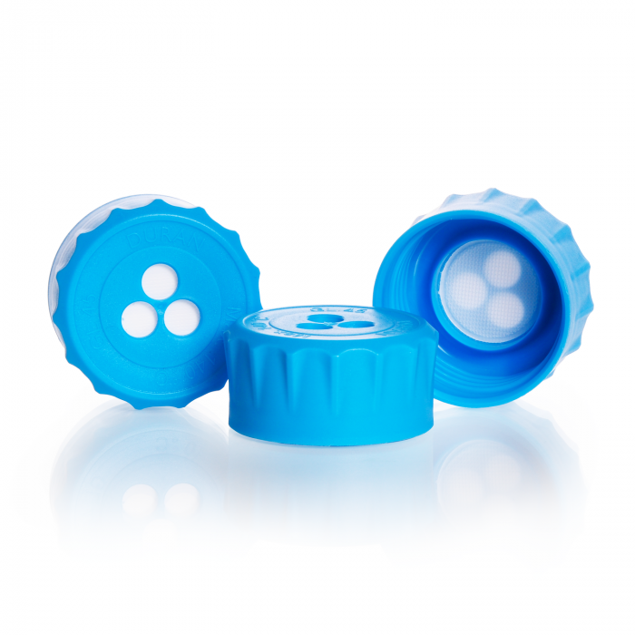 DURAN® YOUTILITY™ Membrane screw cap, GL 45, PP, Cyan, for DURAN® laboratory gl