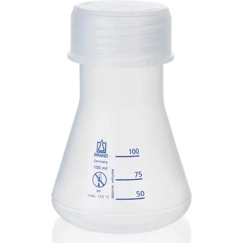 Erlenmeyer flask, wide neck, PP
250 ml, with screw cap GL45
