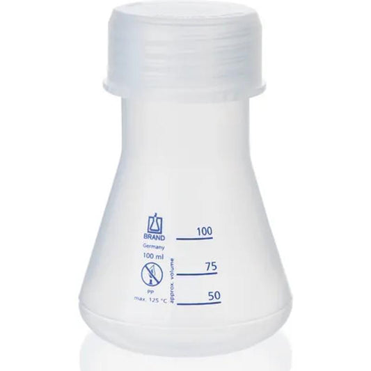 Erlenmeyer flask, wide neck, PP
50 ml, with screw cap GL45