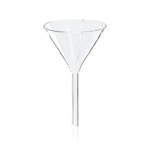 Funnel, short stem, Boro 3.3
out.dia.100 mm, stem dia.10 mm, l.100 mm