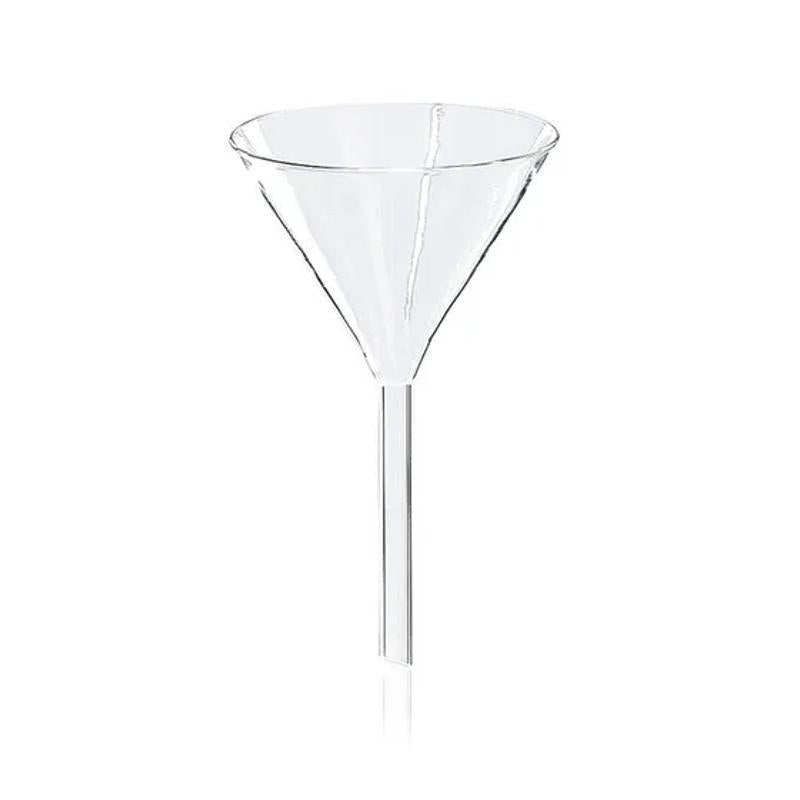 Funnel, short stem, Boro 3.3
out.dia. 80 mm, stem dia. 9 mm, l. 80 mm