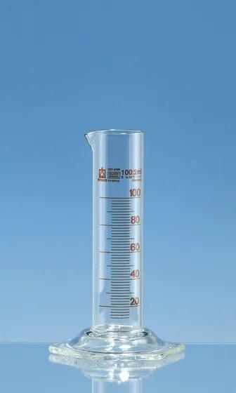 Grad. cylinder low f. SILBERBRAND-ETERNA
 100 ml: 2 ml, Boro 3.3, grad. in ambe