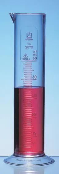 Graduated cylinder, low form,
 250 ml: 5,0   ml, PP, embossed scale