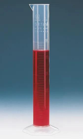 Graduated cylinder, tall form
  10 ml: 0,2 ml, PP, embossed scale