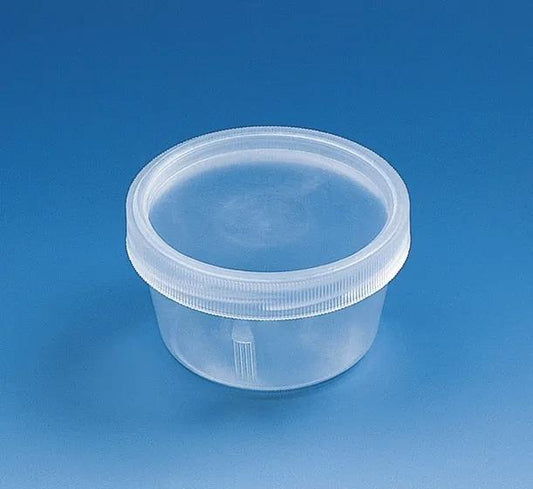 Jar with screw cap, PP, conical shape
approx.   30 ml max.dia. 57 mm h. 32 mm
