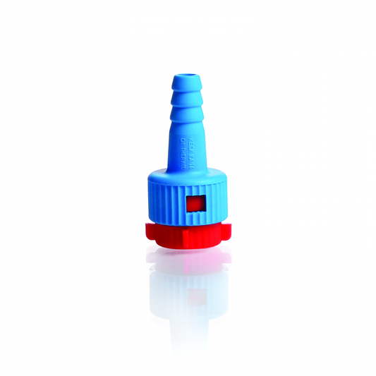 KECK Adapters KA, complete, red, from glass thread RD 14 to hose connection pla