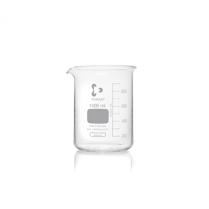 Лабораториска стаклена чаша 1000ml Duran