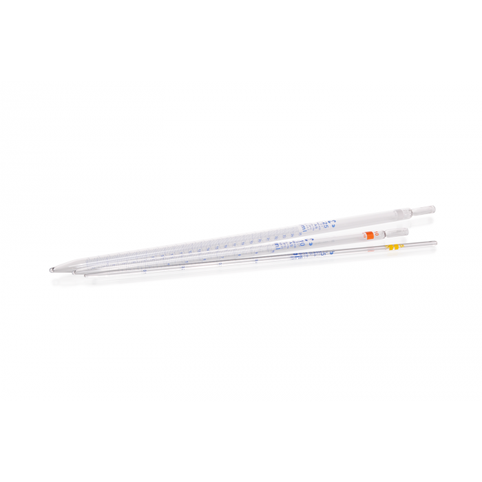 Measuring Pipette from soda-lime glass, Class AS, type 2, blue print, batch cert