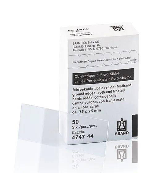 Microscope slide 1 mm
app.76x26 mm cut edges, twin frosted end
made of optical