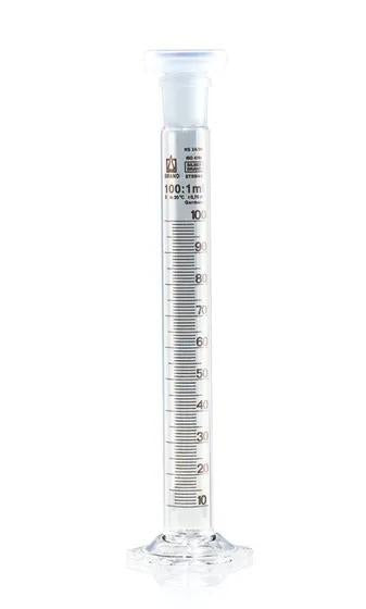 Mixing cylinder SILBERBRAND-ETERNA cl. B
 100 ml: 1   ml Boro 3.3 NS 24/29-PP-s