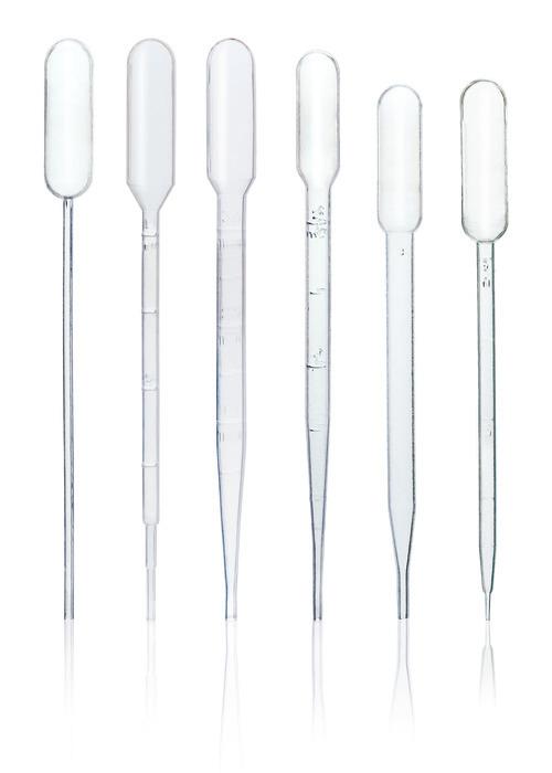 Pasteur pipette, PE-LD
3/0,5 ml, suction vol. max. 6,2 ml
number of drops/ml 2