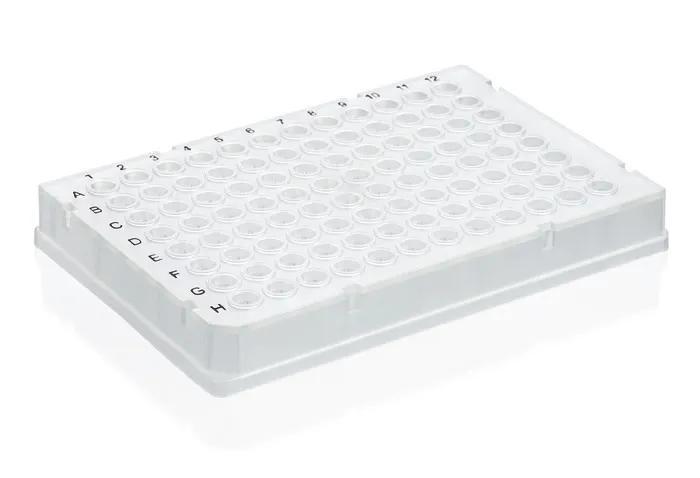 PCR-plate 96-well, Rigid Frame, PC/PP
frosted full skirt. Low Profile, 50 pcs