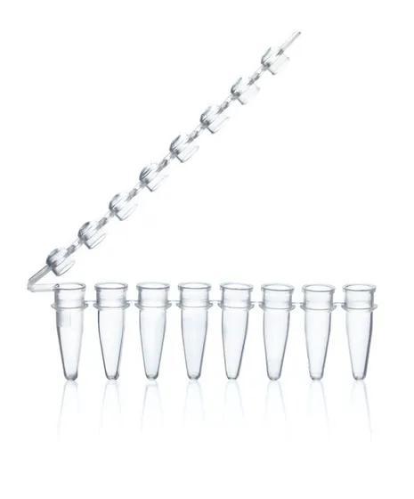 PCR-tube strip/8 PP thin-walled att.caps
0,2 ml, colorless, pack of 125 pcs.
B