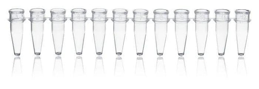 PCR tube strip of 12 thin-walled w/o cap
0,2 ml, colorless, PP, pack of 80
BIO