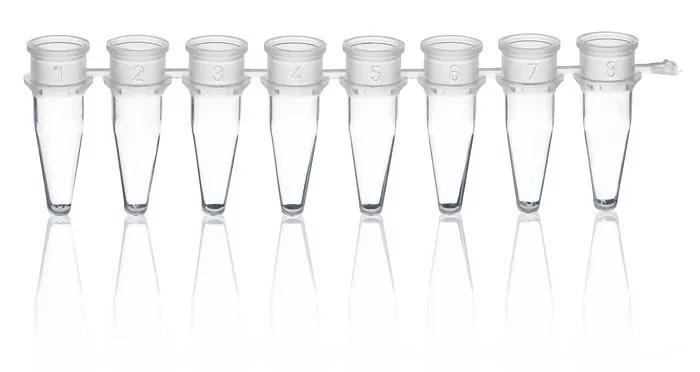 PCR-tube w.3 connectors strip/8 white
0,15 ml att.cap Low Profile qPCR 120 p.