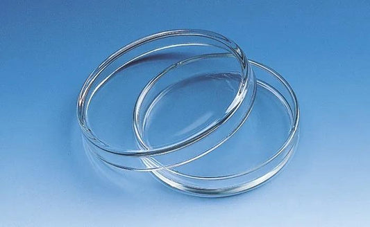 Petri dish, soda-lime glass
lid dia.  80 mm, h. of dish 15 mm
cut edges fire-p