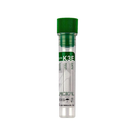 Promed ® test tube 12x56 mm with K3 EDTA x 1 ml of blood dark green cap