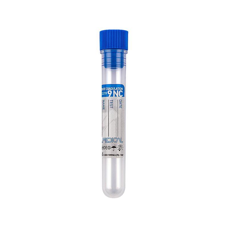 Promed ® test tube 12x86 mm with 0,25 ml of Sodium Citrate (3,8 %) blue cap for