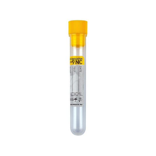 Promed ® test tube 12x86 mm with 0,5 ml of Sodium Citrate (3,8 %) yellow cap for