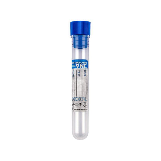 Promed ® test tube 13x75 mm with 0,35 ml of Sodium Citrate (3,8 %) blue cap for